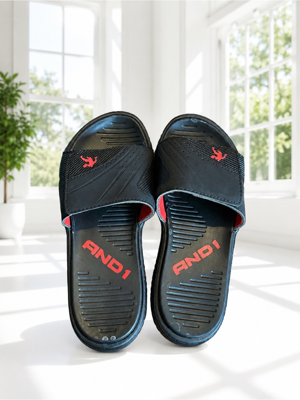 And1 Black and Red Men's Slide Sandal